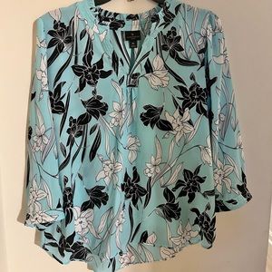 Teal flower design blouse